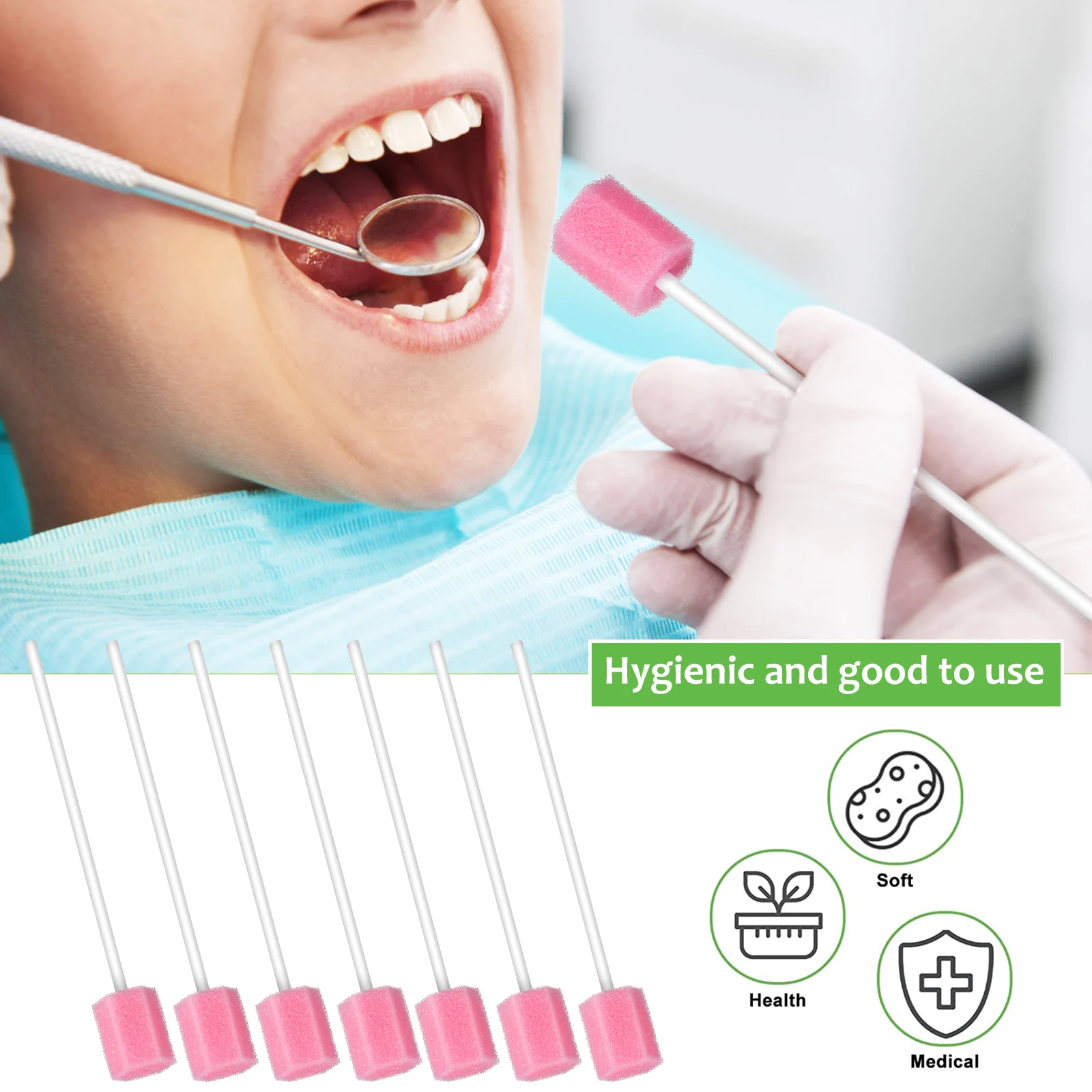 

250 Pcs Hexagon Shaped Oral Care Swabs Disposable Sponge Pink Color Absorption Teeth Cleaning Daily Use