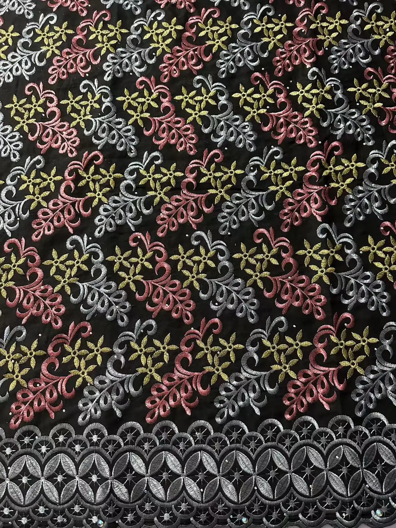 Nigerian Cotton Lace Fabric 2.5 Yards 2025 High Quality Swiss Voile Stones Lace Fabric African For Women Birthday Party Dresses