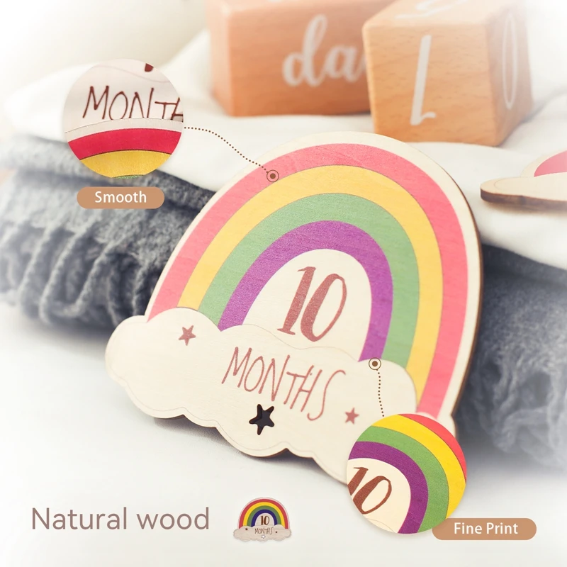 13pc Newborn Photography Accessories Wooden Rainbow 0 12 month Milestone Baby Accessories Newborn Photography Shooting Props