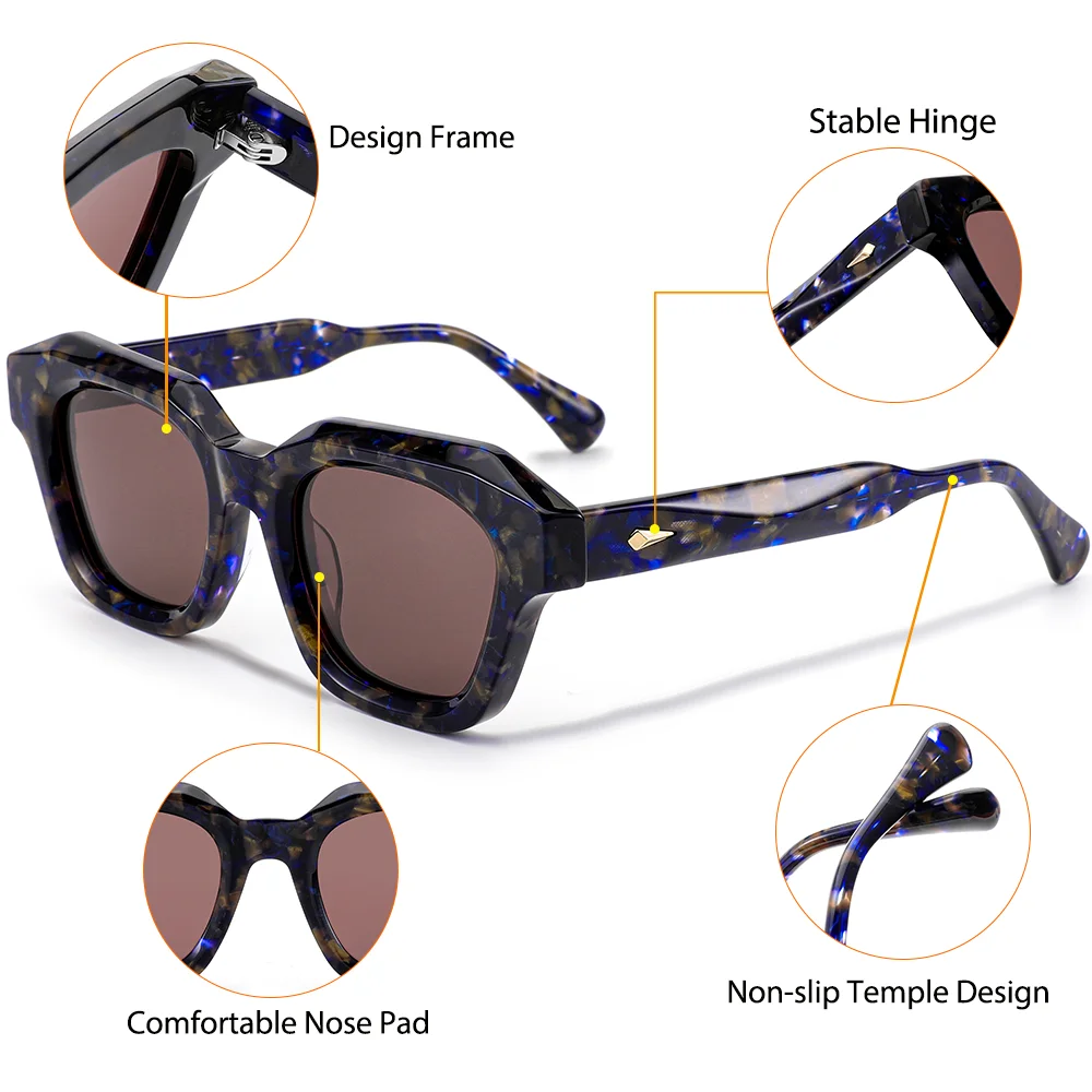 CATERSIDE nouveaux hommes lunettes de soleil optiques acétate cadre personnalisation lentille carrée lunettes de Prescription en plein air myopie lunettes UV400