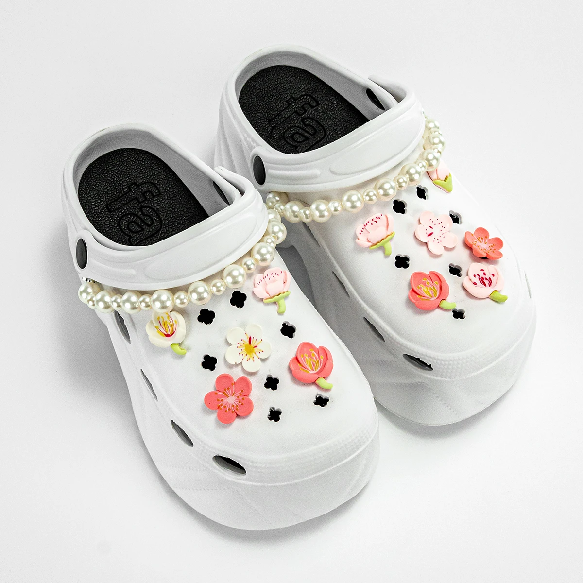 Summer New Style Pearl Chain Cherry Blossom Fashion Versatile Eva Clogs for Women, Outdoor Casual Slippers, Thick-Soled Non-Slip Height-Increasing Closed-Toe Sandals 8809 - view 6