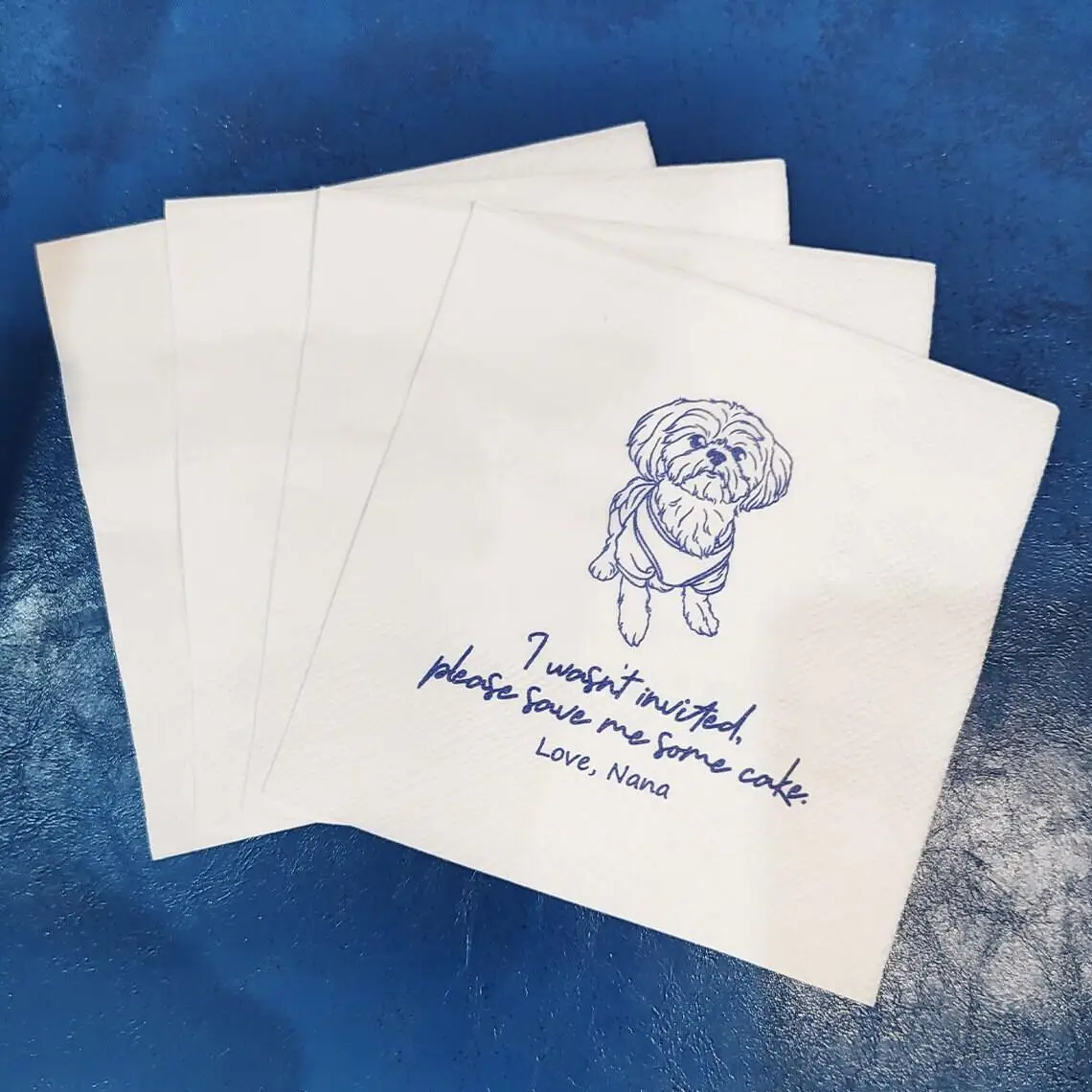 Custom Illustrated Dog Wedding Napkins, Personalized Pet Wedding Napkins, Customized Pet Napkins, Custom Pet PortraitNapkins