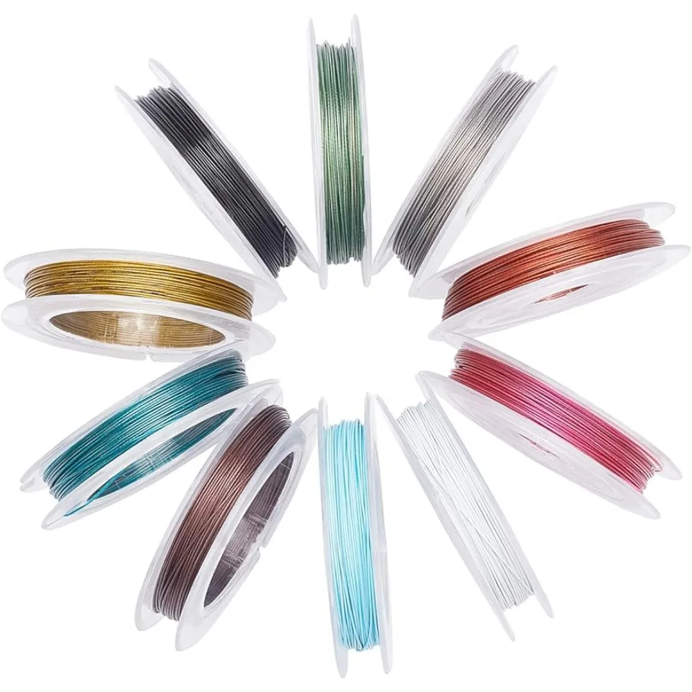 

10 Colors Jewelry Craft Wire 100 Yards Bendable Metal Tiger 0.38mm Jewelry Beading Craft Metal with Spool for Jewelry Making