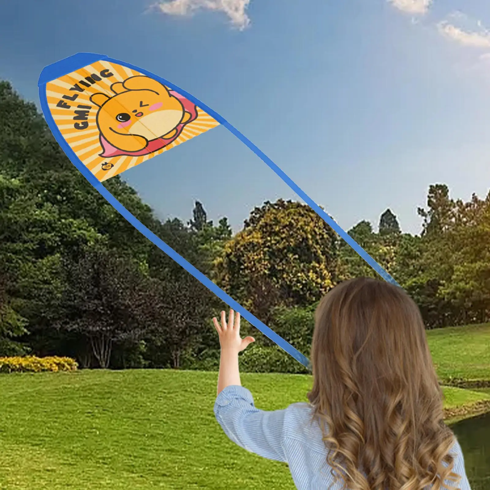 Thumb Ejection Kite Cartoon Ejecting Kite for Kids Outdoor Sports Toy Catapult Kite for Park Garden Travel Picnic Outdoors Play