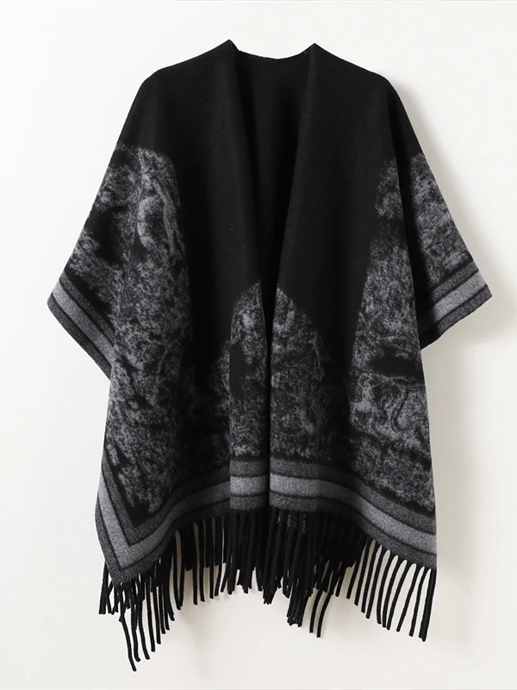 

Winter Women Scarf Layers Poncho Elegant Lady Men Print Tassel Wrap Shawl Warm Scarve Capa Para Mujer Pashmina Cloak Fashion New