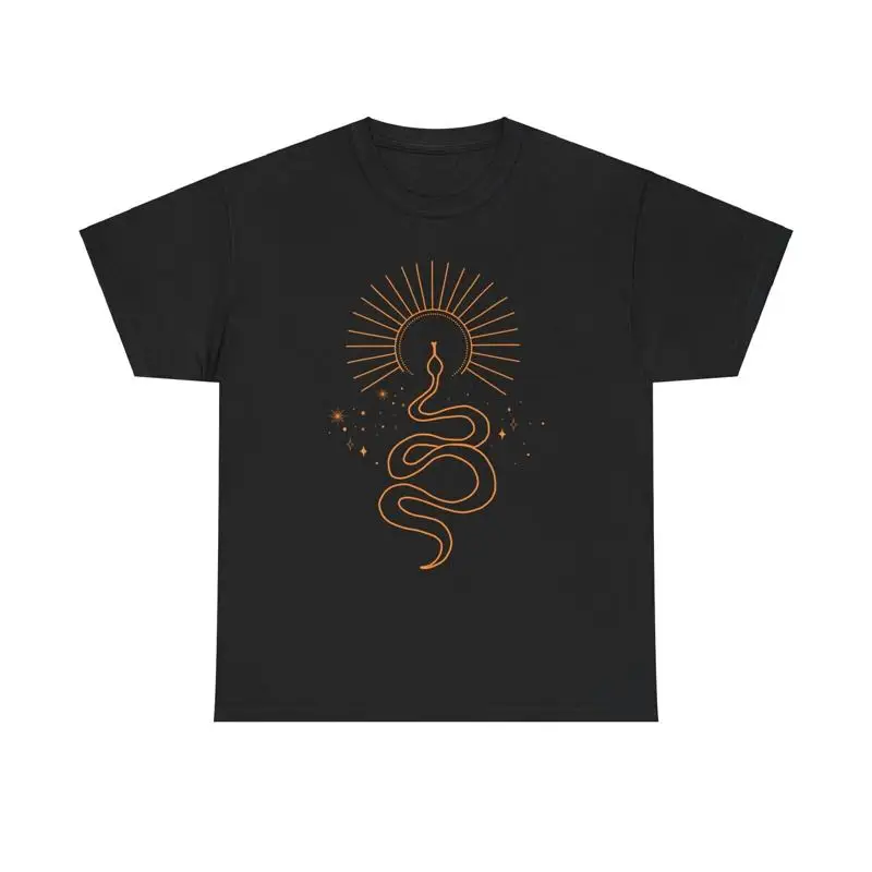 Golden Serpent Sun T Shirt mystical celestial snake transformation healing