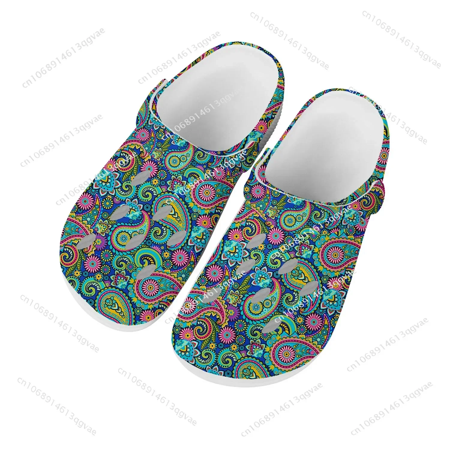 

Paisley Print Gifts Home Clogs Custom Water Shoes Mens Womens Teenager Sandals Garden Clog Breathable Beach Hole Slippers White