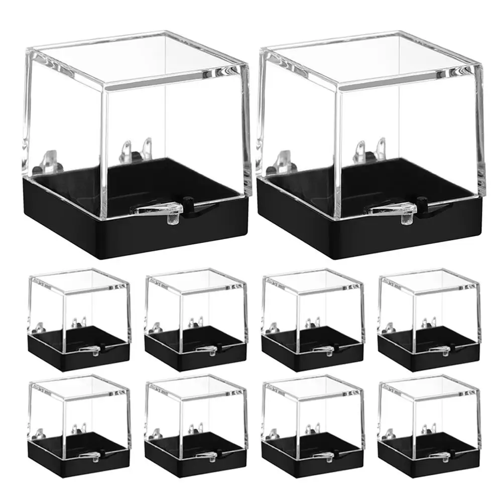 

10pcs Square 3 5cm Clear Crystal Collection Display Cases for Rock Collection Gemstone Storage Mini Containers
