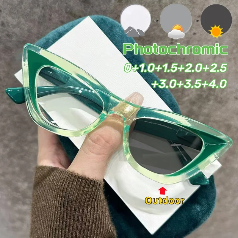 

Fashionable and Individual Photochromic Eagle-eye Reading Glasses Popular Women Men Anti-Blue Light Eyeglasses 0 To +4.0