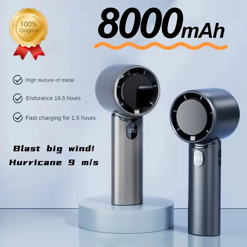 

Электрический вентилятор, черный технологический дисплей, аккумулятор 8000 мАч, беспроводной портативный вентилятор с циркуляцией воздуха, настольный охладитель воздушного охлаждения, тихий вентилятор