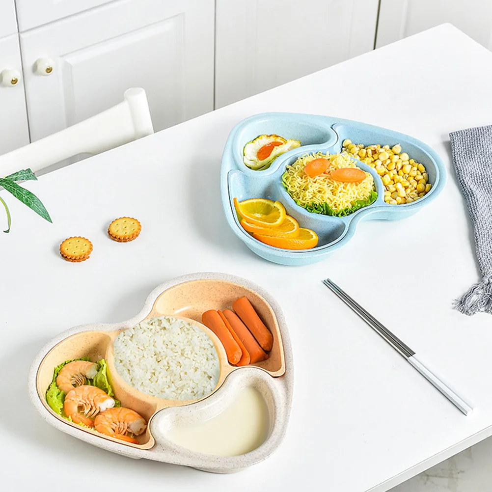 

Baby Divided Plates Healthy Straw PP Safe Long Use 3D Design Multi Functional Toddler Dinnerware Easy Shape for Kids