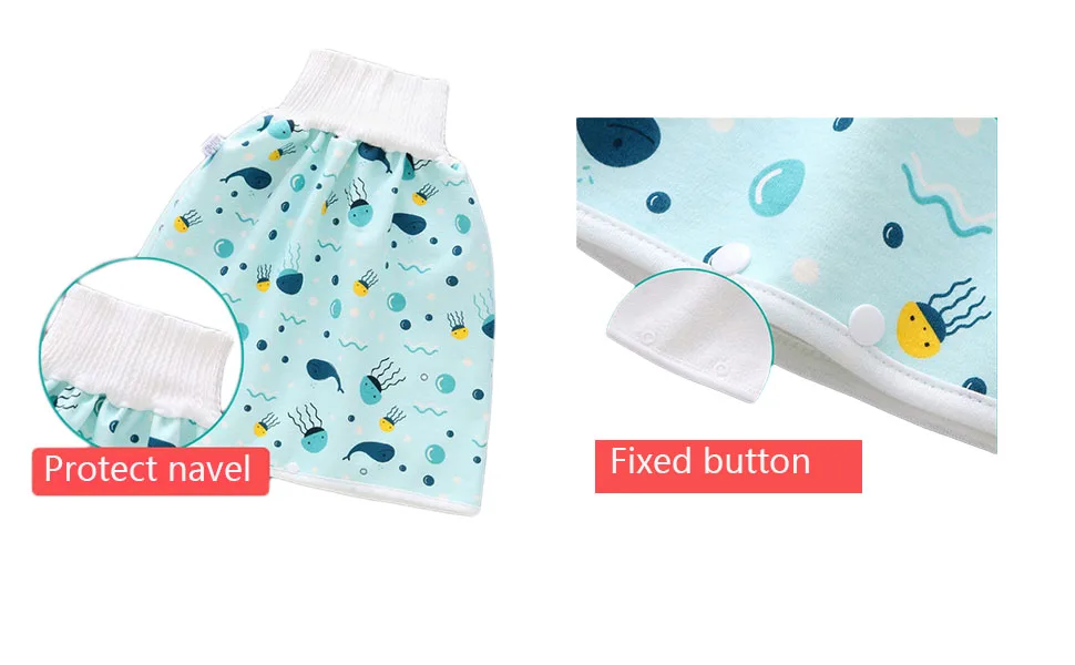 Waterproof Cotton Training Pants Cloth Diaper Skirts for Baby Boy and Girl Sleeping Bedclothes for Potty training