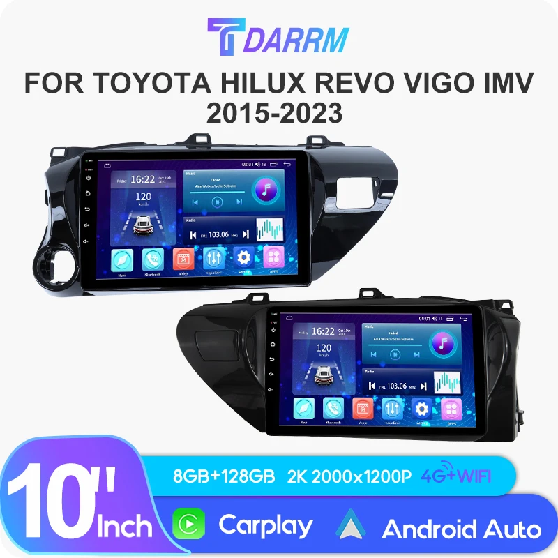 

For Toyota HILUX REVO VIGO IMV 2015-2023 9" Car Radio Multimedia Video Player GPS Stereo Navigation System 4G/WIFI Auto CarPlay