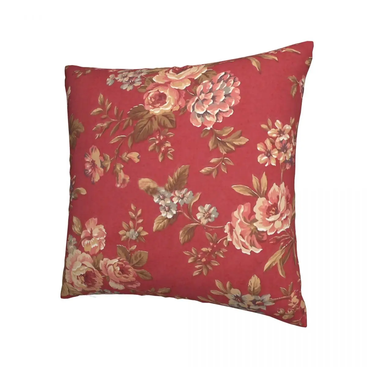 Vintage Elegant Girly Pink Red Blue Brown Roses Throw Pillow Case Floral Flowers Backpack Coussin Case Washable For Chair Decor