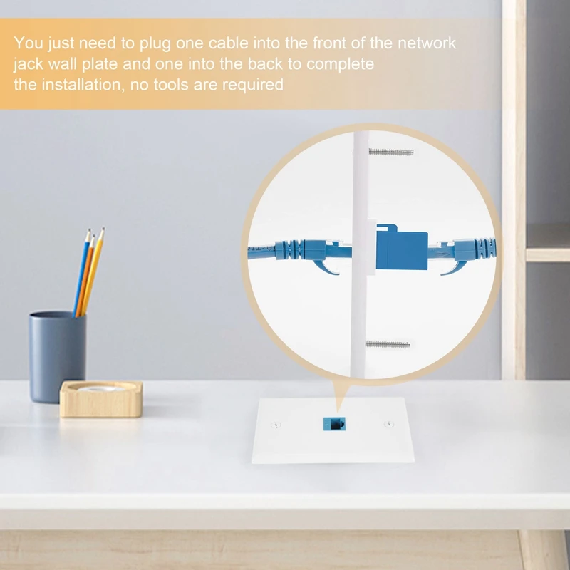 2-pack Ethernet-wandplaat, RJ45 Cat6 vrouw-vrouw jack inline koppeling frontplaten