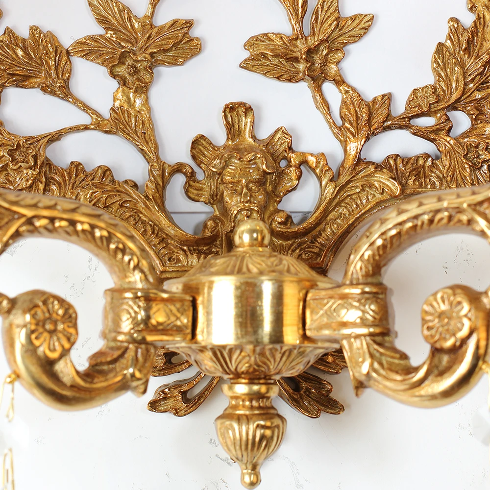 Deluxe European living room decorative lighting wall lamp with mirror indoor dining room brass wall lamp
