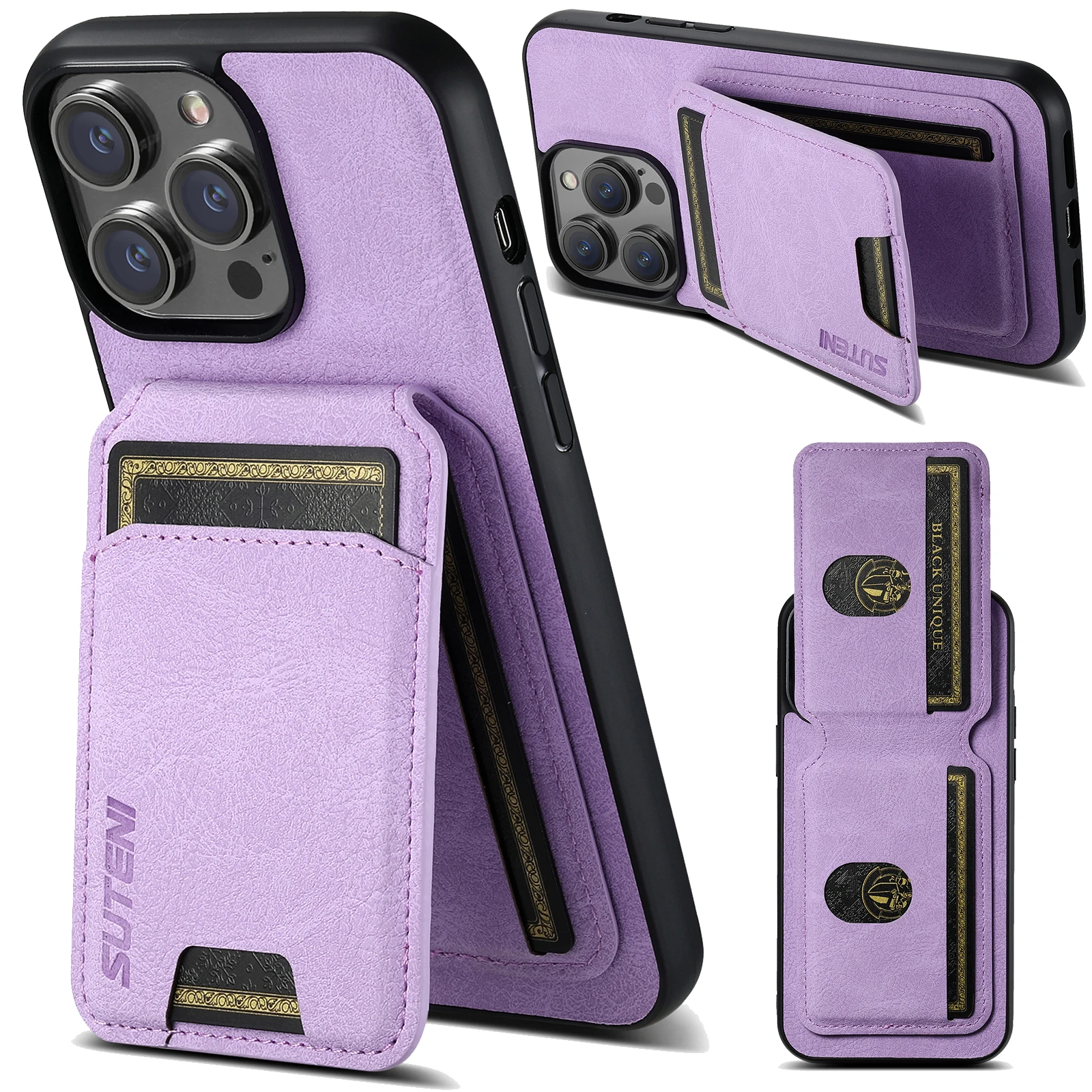 SUTENI Kartenhalter Kartenhülle Handyhülle Luxus PU Leder Handyhalter für iPhone 16 Pro Max 15Plus 14 13 12 11 XR X – Detail 33