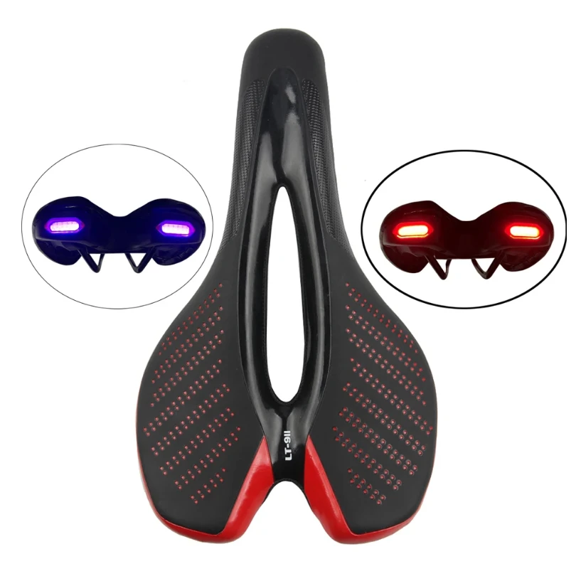 Bike Saddle with taillight MTB Mountain Bicycle Cycling Cushion Warning Lamp Comfortable Seat Outdoor Bike Accessories Wholesale