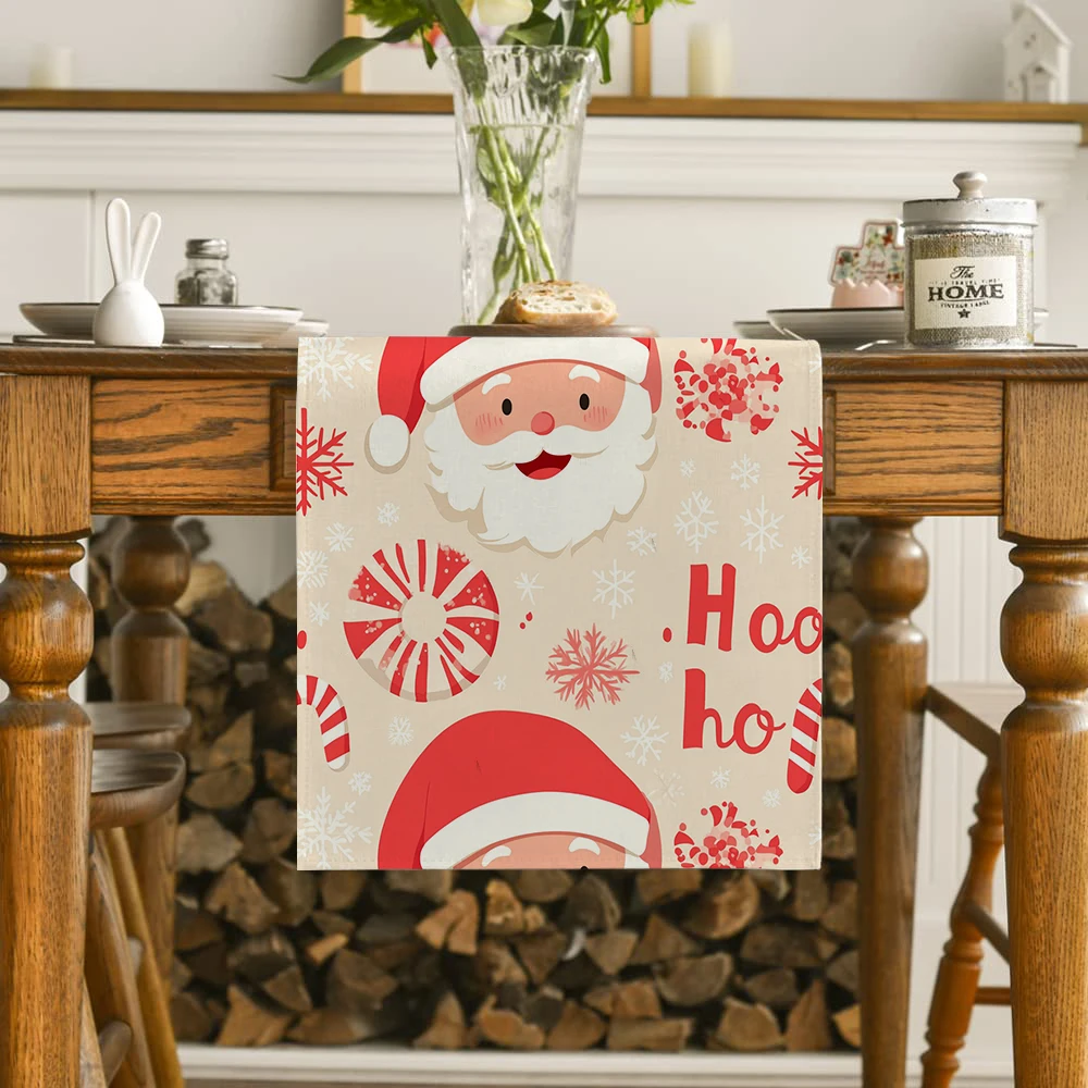 Christmas Cartoon Santa Claus Table Runners Dresser Table Decor Farmhouse Dining Table Runner Holiday Party Decoration