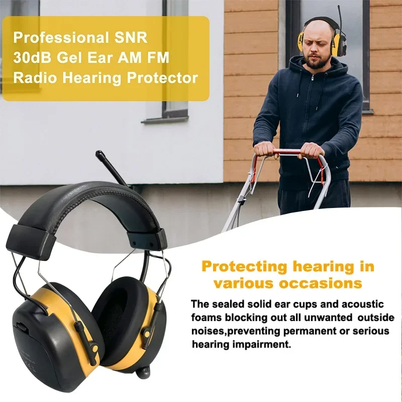 NEW Upgraded 5.3 Bluetooth Hearing Protection AM/FM Radio Headphones, Noise Reduction Safety Earmuffs for Mowing Lawn Work