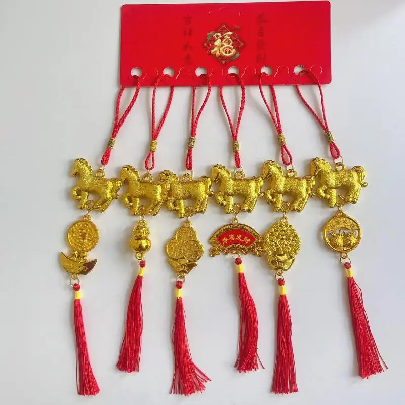 1/8 قطعة 2026 سنة الحصان الجدار الشنق حلية السنة الجديدة محظوظ ديكور في الهواء الطلق هووسورمينغ النباتات الخضراء بوعاء صغير #5