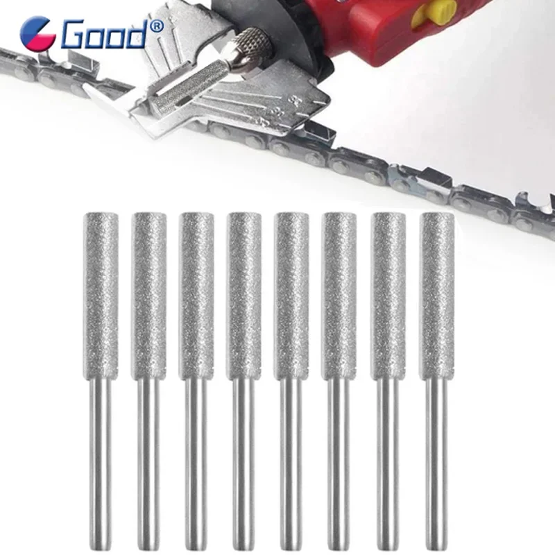 

2/5/10/Pcs Chainsaw Grinding Bit File Chain Saw Sharpening Carving Grinding Tools 4/4.8/5.5mm Diamond Cylindrical Burr Grind