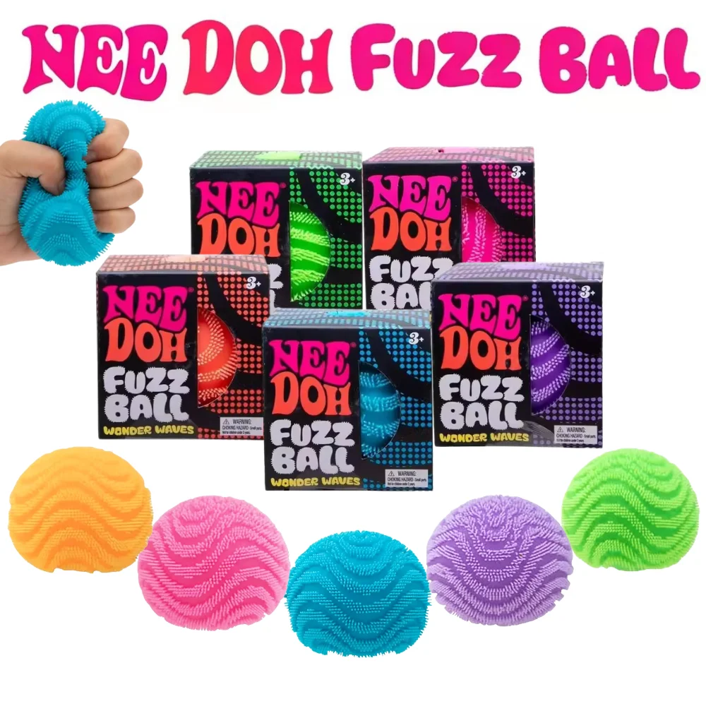 Needoh Wonder Waves Fuzz Squeeze Ball, mit Maltose gefüllt, langsam zurückfedernd, Textur, Stressabbau, Fidget-Spielzeug, weiche Kugel, Freizeit, Entspannung