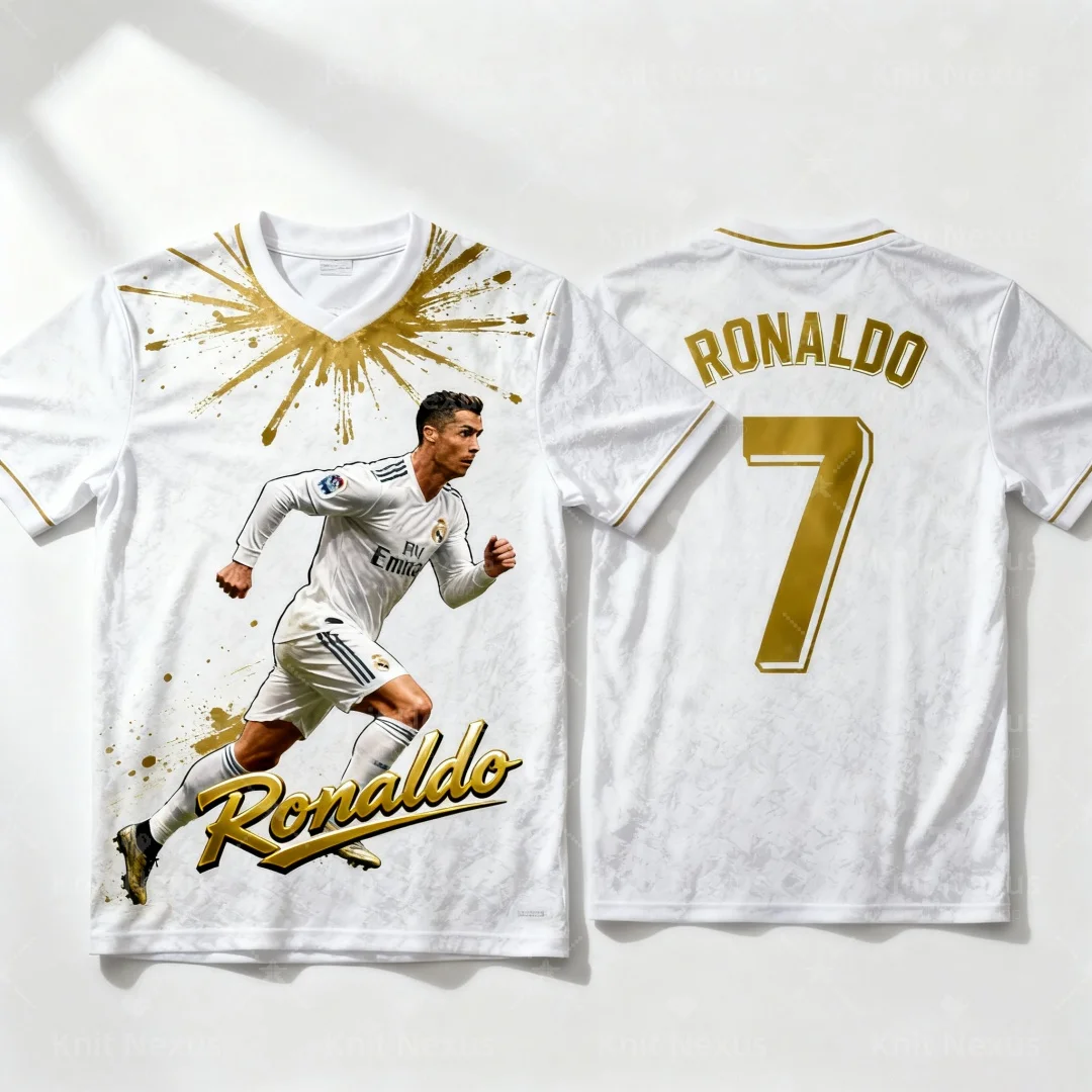 25 رونالدو مروحة تذكارية لكرة القدم جيرسي الخريف الرياضة الترفيه الجافة بسرعة تي شيرت رجالي ملابس الأطفال المحملة Y2k امرأة #2