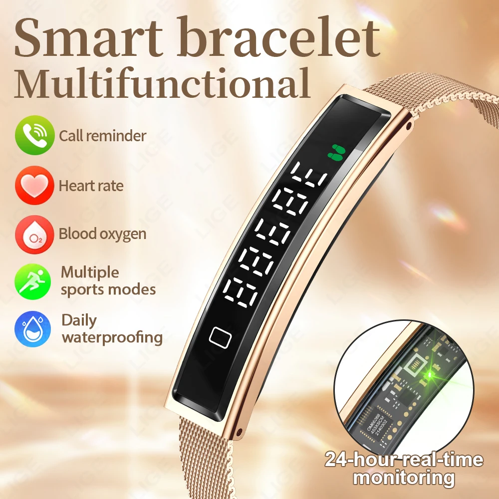 

Original LIGE Smart Bracelet Man Women Fitness Sports Band Heart Rate Monitor Waterproof Pedometer Smart Watch For Android IOS