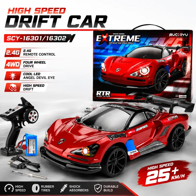 Scy‑16301/16302 High Speed Rc Drift Racing Car 2.4g 4‑Wheel Drive Cool Led Angel Devil Eyes Realistic Sports Car Hobby