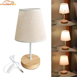 Solid Wood Cloth Desk Lamps Led Decorative Bedroom Living Room Study Simple Creative Remote Control Atmosphere Small Night Light