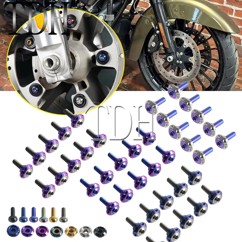M8*30mm Titanium Front Brake Disc Hardware Bolt Screw Bushing Springs For Harley Touring Electra Glide 2014-2023 FLHTK FLHTPI