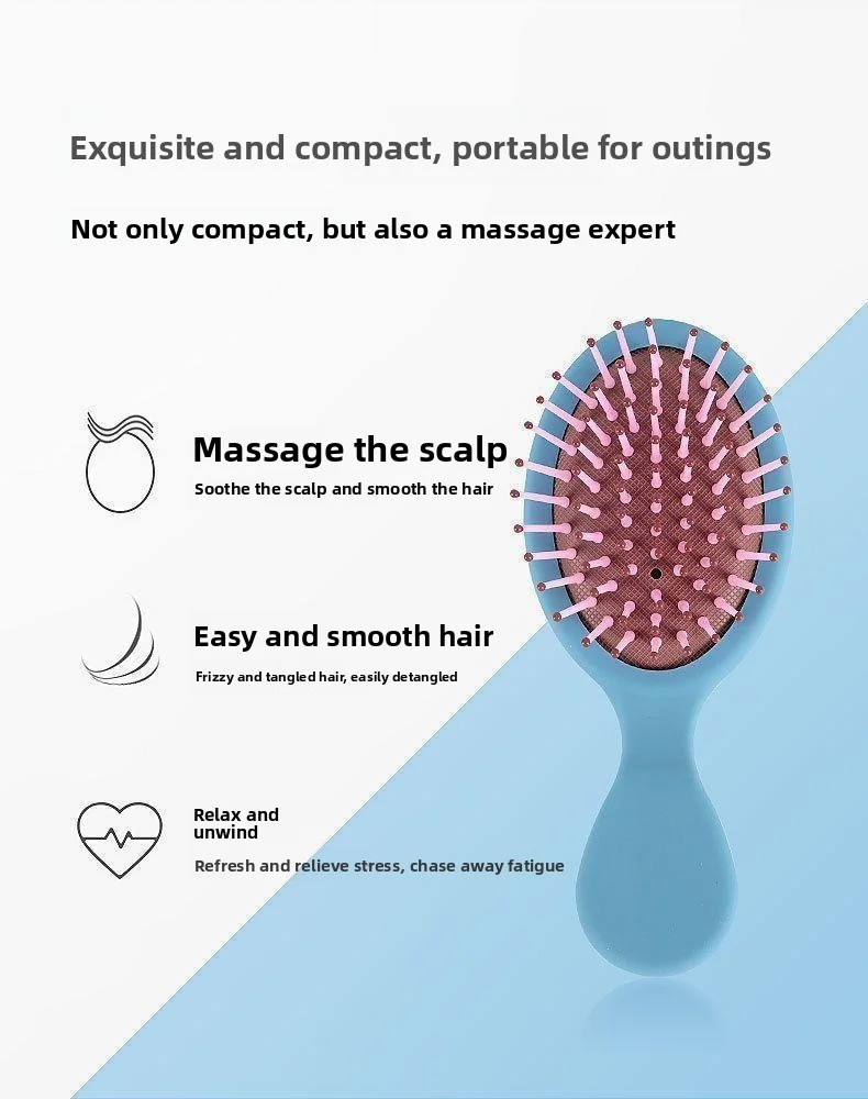 5 Mini-Luftkissenkämme, tragbare kleine Luftkissen-Massagebürsten, Reisebürste für nasses Haar, geeignet für die meisten Haartypen, Reisebürste. – Detail 7