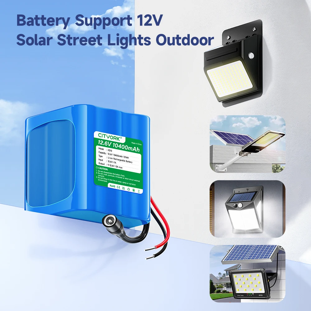 Paquete de batería recargable de 10400 mAh y 12 V con cargador compatible con dispositivos de 12 V, proyecto de bricolaje, parlantes, coche RC, panel solar, juguetes
