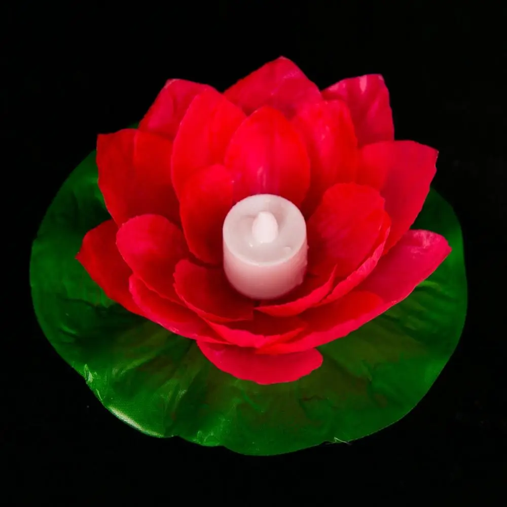 Floating Induction Floating Water Lotus Lamp LED Electronic Candle Lotus Artificial Lotus Lamp Waterproof 19cm Lotus Night Light