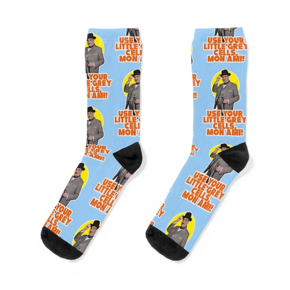 

Hercule Poirot quote, grey matter Socks compression funny sock new in's cartoon Socks Ladies Men's
