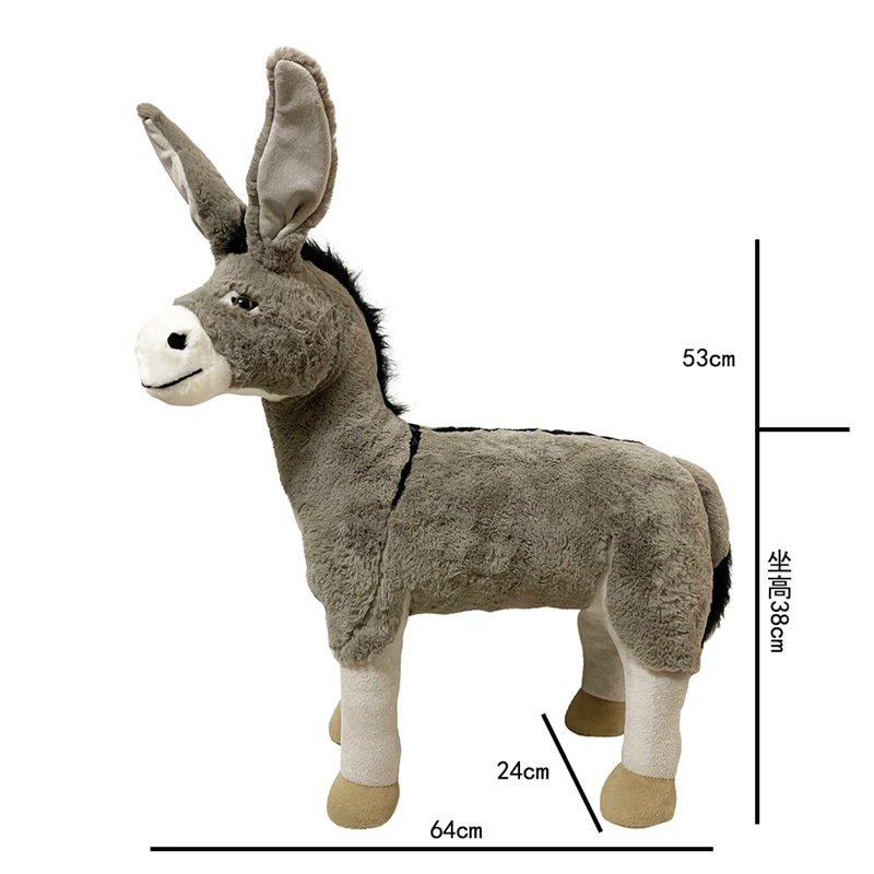 Creative Simulational Donkey Stool Footstool Sofa Giant Soft Cute Animal Plush Toy for Boy Kids Gift Decoration 64x53cm