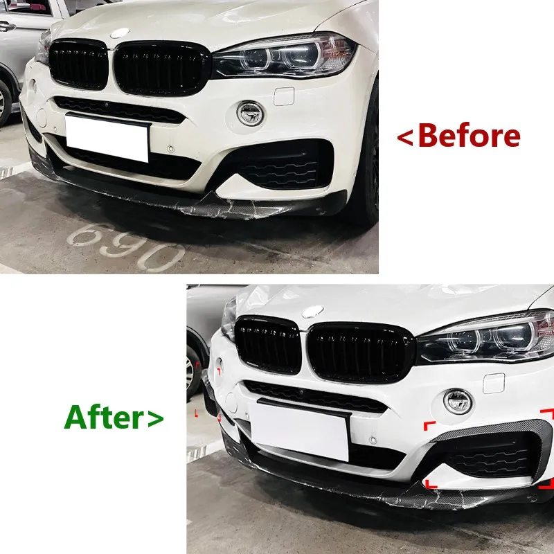 Car Front Wind Knife Front Side Splitter Diffuser Spoiler Air Vent Auto Parts Car Accessories For BMW X6 F16 M Sport 2015-2019