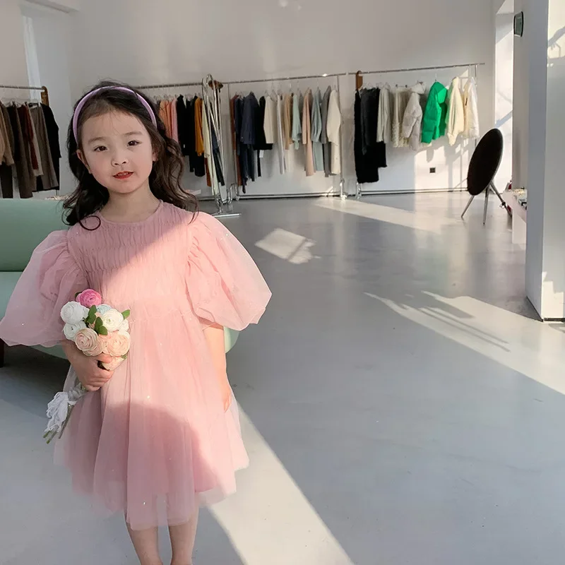 Dress O-neck Collar Short Sleeve Knee Length Pullover Comfortabel Designable Soft Fashion Modern Summer Spring Children Girls