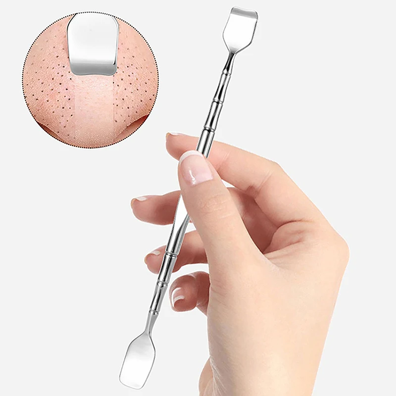ステンレス製の両頭黒ずみ除去ツール – 精密スキンケアのための顔の面皰やシミ除去ツール
