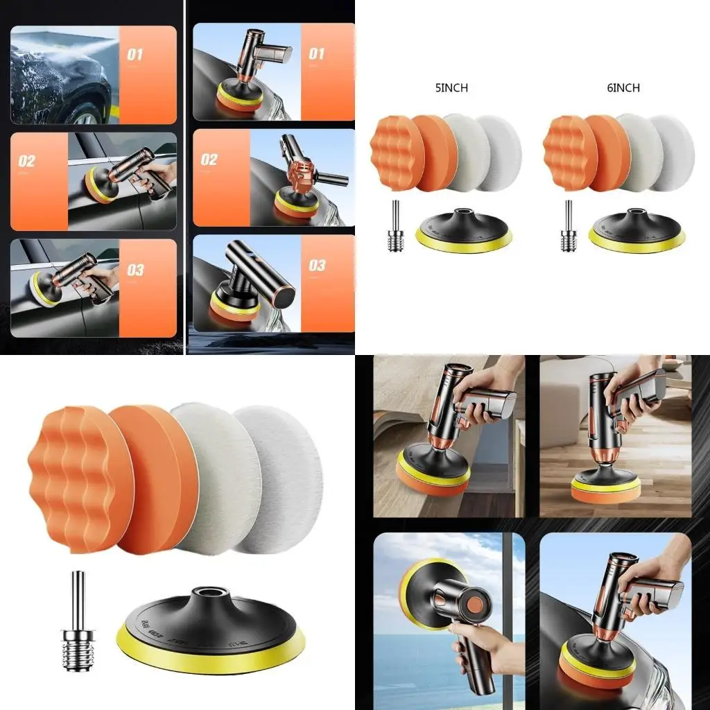 

31BC Car Washing Tool Tire Waxing Polishing Pads Foam Drill Adapter 5/6 Inch 6pcs/set