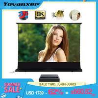 2025 Hot 150 Max Electric Tab Tension Floor Rising ALR Projector Screen Ambient Light Rejecting Motorized for UST Laser TV 3D 8K