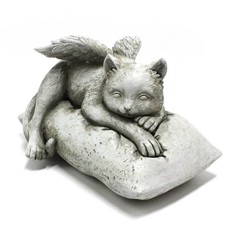 

Small Sleeping for Cat in Angel's Wing Garden Statue with Inscription Sympathy for Cat for Cat Angel Pet S Drop shipping