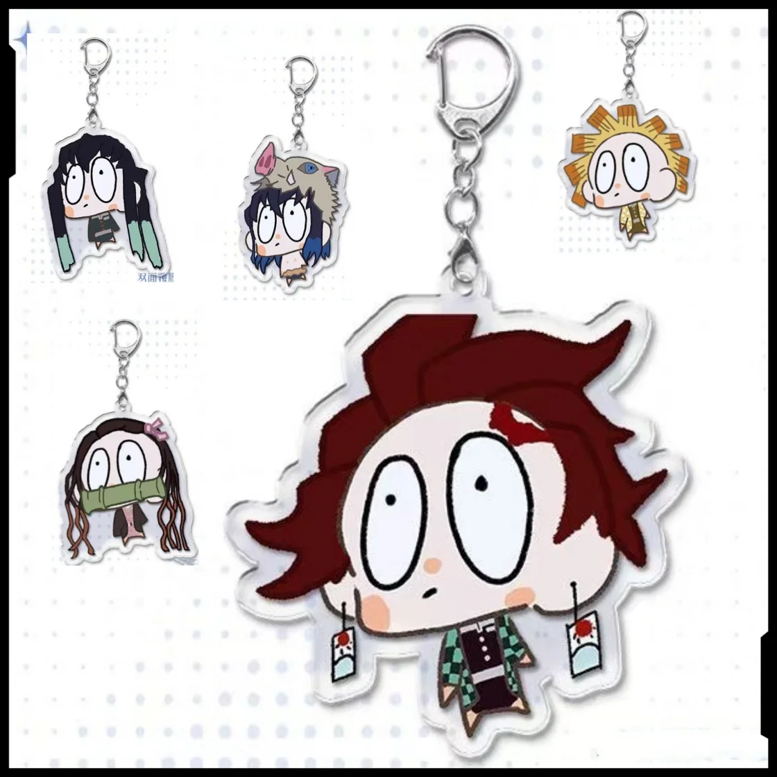 

demon slayer animation peripherals keychain cute 2D acrylic schoolbag doll mobile phone keychain birthday gift for friends