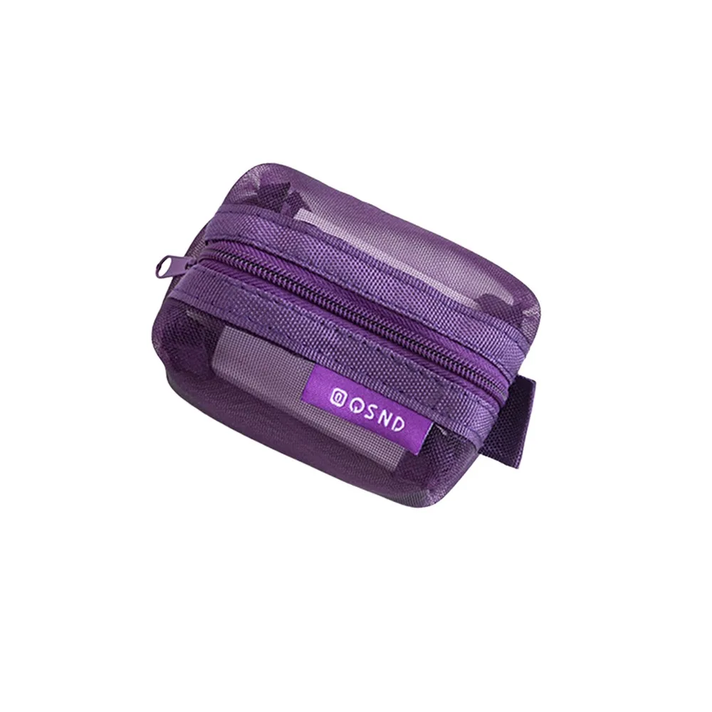 Durable Nylon Transparent Storage Bag Breathable Square Mini Zipper Coin Purse Lightweight Mesh Storage Pouch Travel Storage