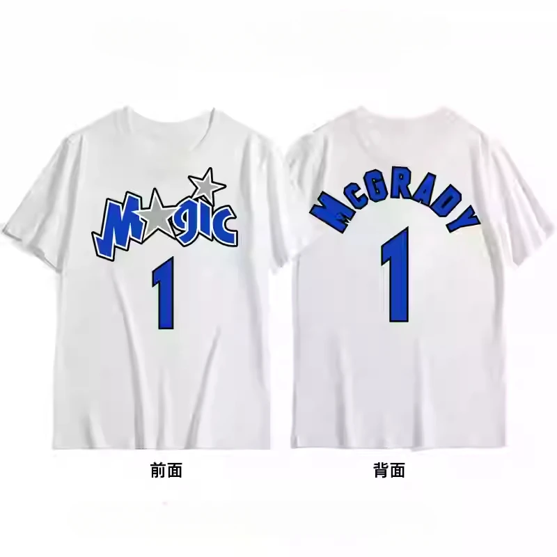 تحية صيفية قطنية بأكمام قصيرة موديل 2025 للرجال ماكجرادي رقم. 1 O 'Neal 32 زي تدريب كرة السلة قميص رياضي TMAC نصف كم