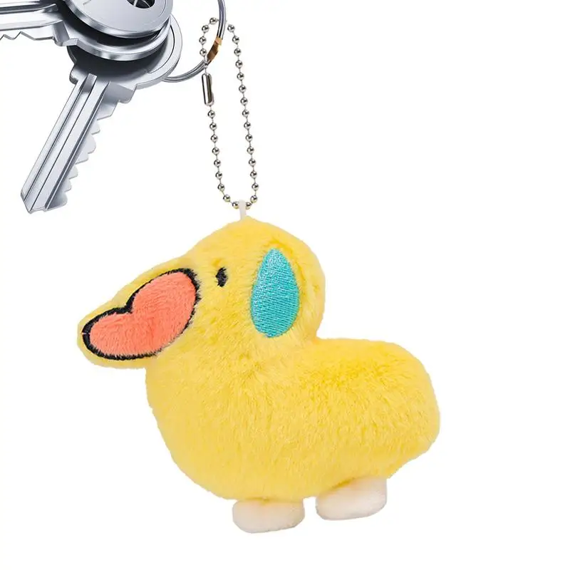 Plush Keychains For Backpacks Cartoon Plush Keychain In Squeaking Duck Hangable Soft Kids Toys Multifunctional Portable Bag