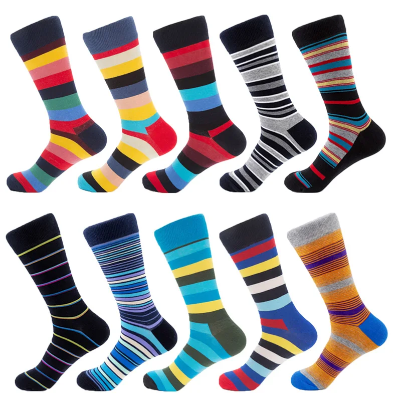 Autumn and Winter new Happy Socks colorful fashion striped men\'s socks trendy socks couple in tube Socks