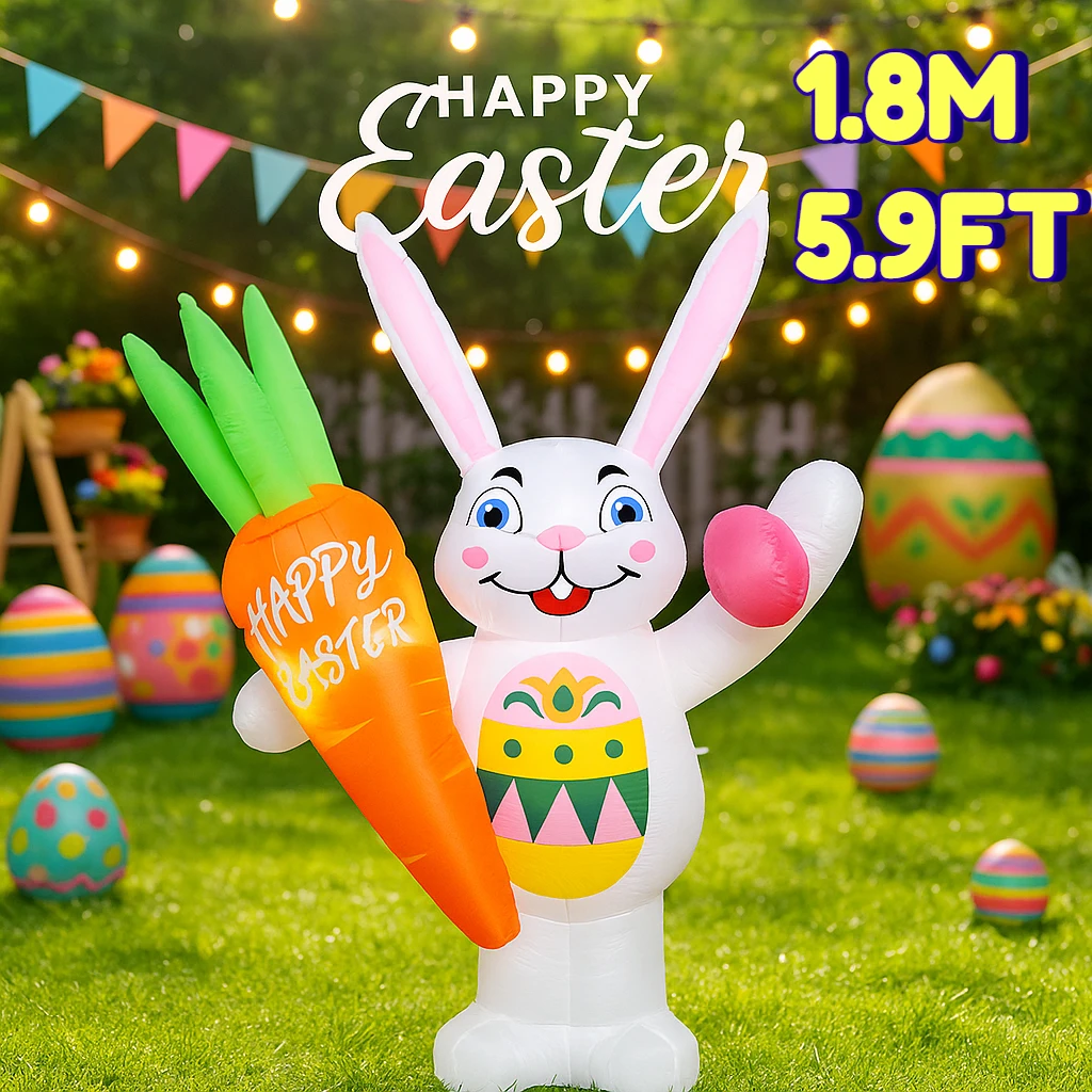 

Пасхальный праздник фестиваль надувная игрушка 1,8 м/5,9 футов DIY морковь кролик декор со светодиодной подсветкой идеальный сад украшение двора подарок