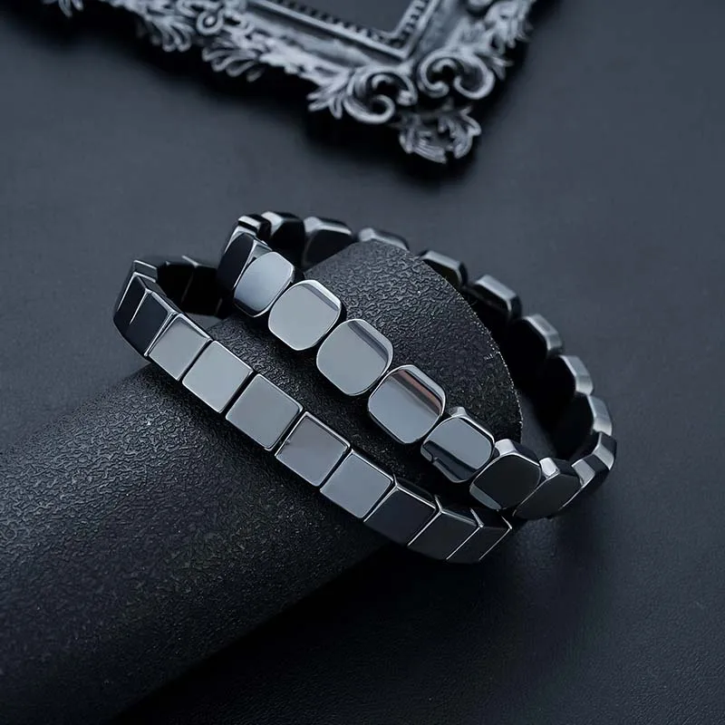Minimalistisches Gesundheits-Hämatit-Armband für Männer und Frauen, natürlicher Hämatit-Stein, Perlenarmband, Stretch-Heilarmbänder, Geschenkschmuck – Detail 5